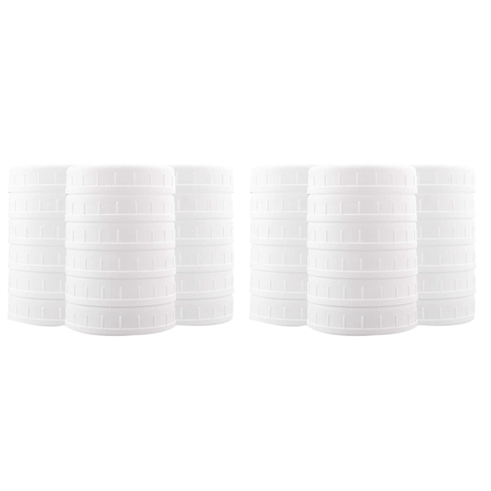 Melitt White 36 Pack Plastic Regular Mouth Mason Jar Lids For Ball, Kerr And More - Food Grade Plastic Storage
