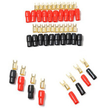 20X Terminal Spade Fork Adapter Connector Plug Crimp Barrier Spades Speaker Wire Terminal Plug-4GA