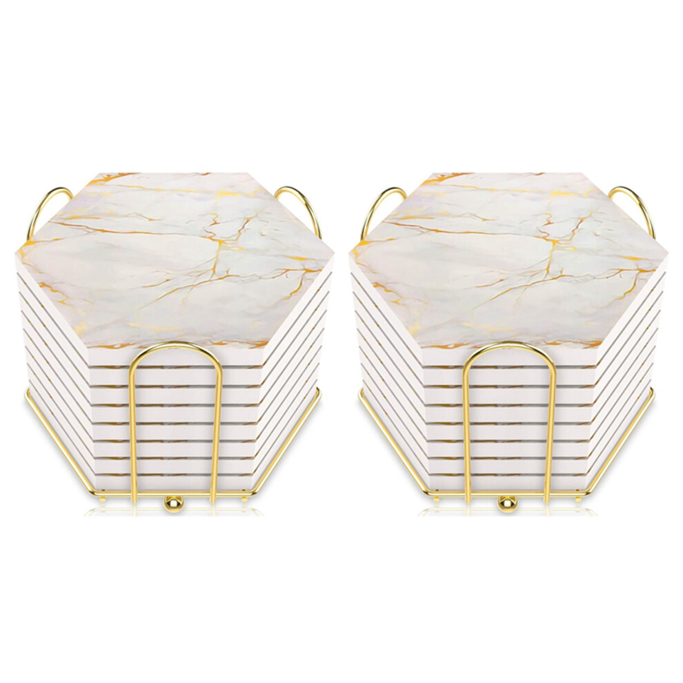 16 Pcs Coasters For Drinks Absorbent With Holder Marble Design Ceramic Coaster Set Super Absorbent Hot And Cold Drink Melitt