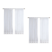 8 Panels White Sheer Curtains 84 Inches Long Rod Pocket Window Treatment Gauze Voile Drapes for Bedroom Living Room