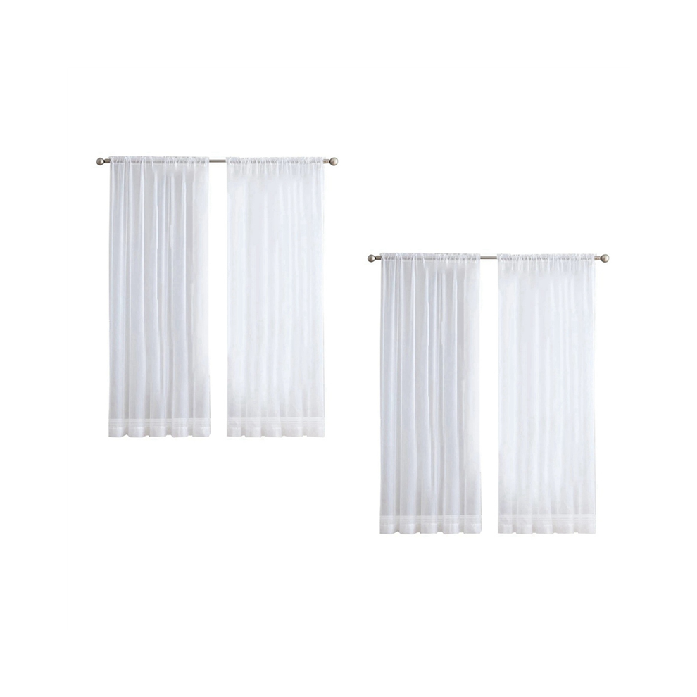 8 Panels Sheer Curtains 84 Inches Long Rod Pocket Window Treatment Gauze Voile Drapes For Bedroom Living Room White Melitt