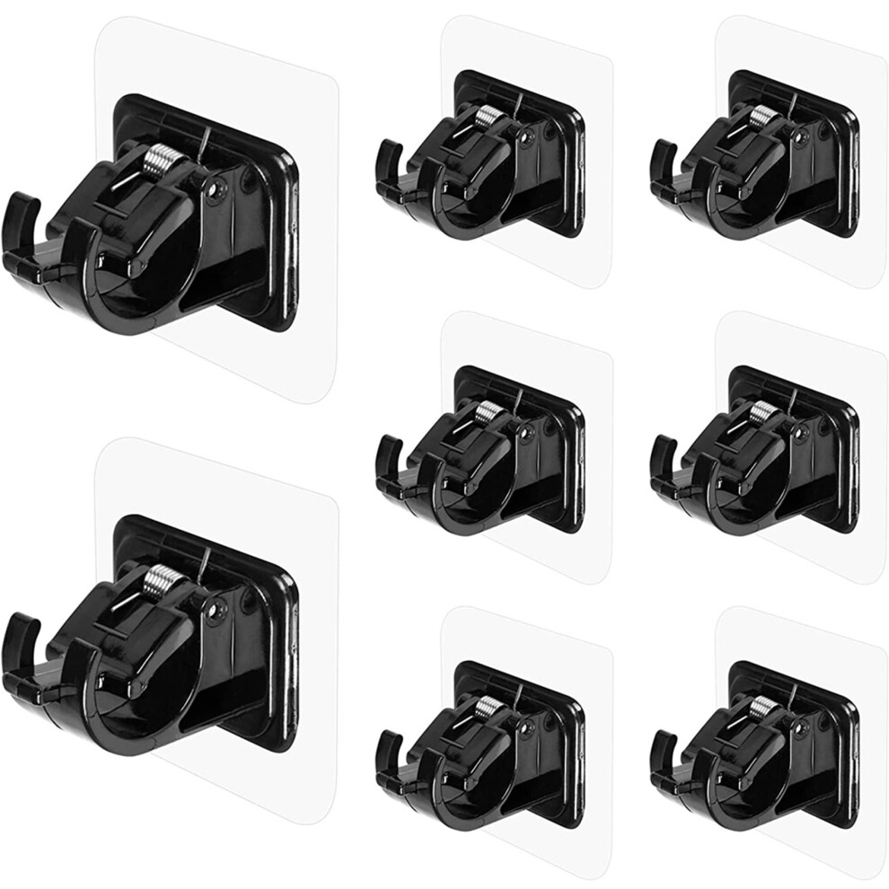 Melitt 16Pcs No Drill Curtain Rod Brackets No Drilling Self Adhesive Curtain Rod Holder Hooks Nail Free Curtain Rod Hooks