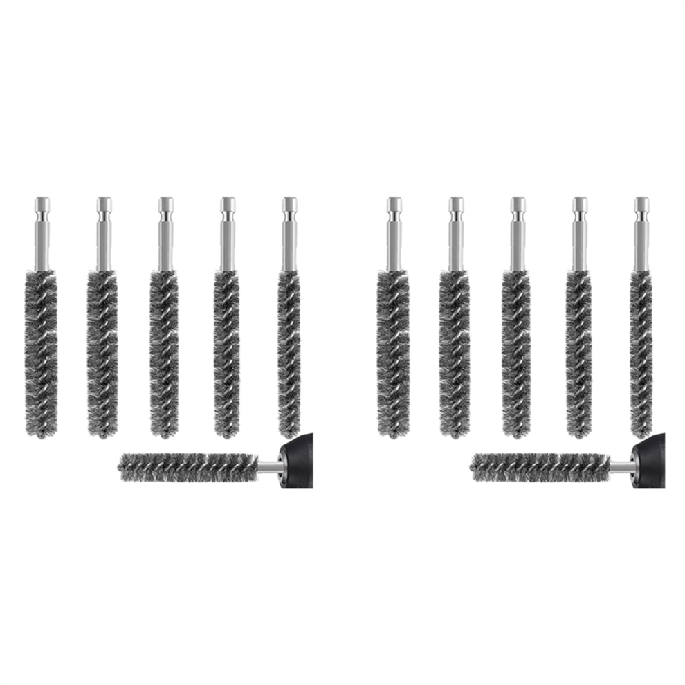 Bore Brush Stainless Steel Bristles Wire Brush For Power Drill Cleaning Wire Brush With Hex Handle 12 Pieces 4854095566615