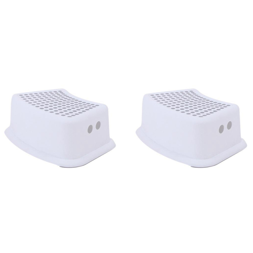2X Plastic Non- Chair Children's Stackable Step Stool Assistant Assistant Kitchen Bathroom (Grey)