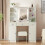 Dressing Table Vanity Makeup Desk With Smart LED Mirror Drawers Stool 3