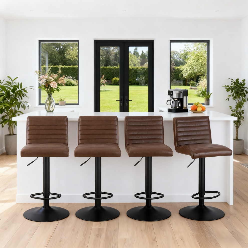 Ainpecca 4Pcs Swivel Bar Stools Chairs Faux Suede Brown