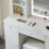 Dressing Table Vanity Makeup Desk With Smart LED Mirror Drawers Stool 8