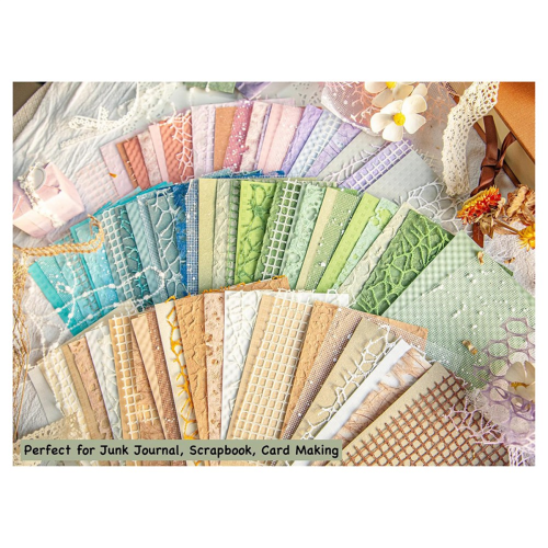 96 Sheets Textured Scrapbook Paper and Mesh Fabric Assorted Set 2