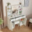 Dressing Table Vanity Makeup Desk With Smart LED Mirror Drawers Stool 5