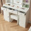 Dressing Table Vanity Makeup Desk With Smart LED Mirror Drawers Stool 9