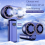 USB Rechargeable Dual- Fan 2400mAh Handheld Fan,Blue 2