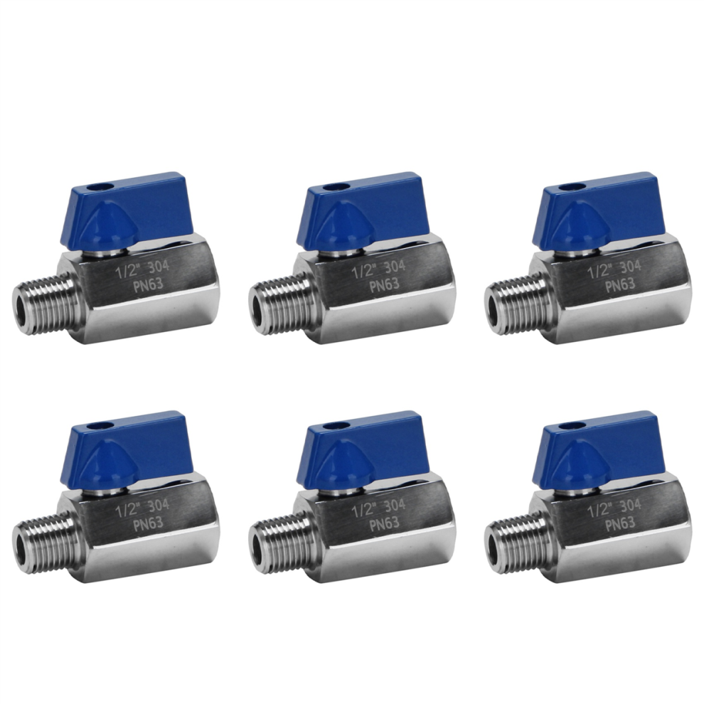 Photos - Tap / Valve / Fitting 6X Ball Valve 1/2 Inch 304 Stainless Steel Mini Female and Male NPT Great for Shower Flow Control
