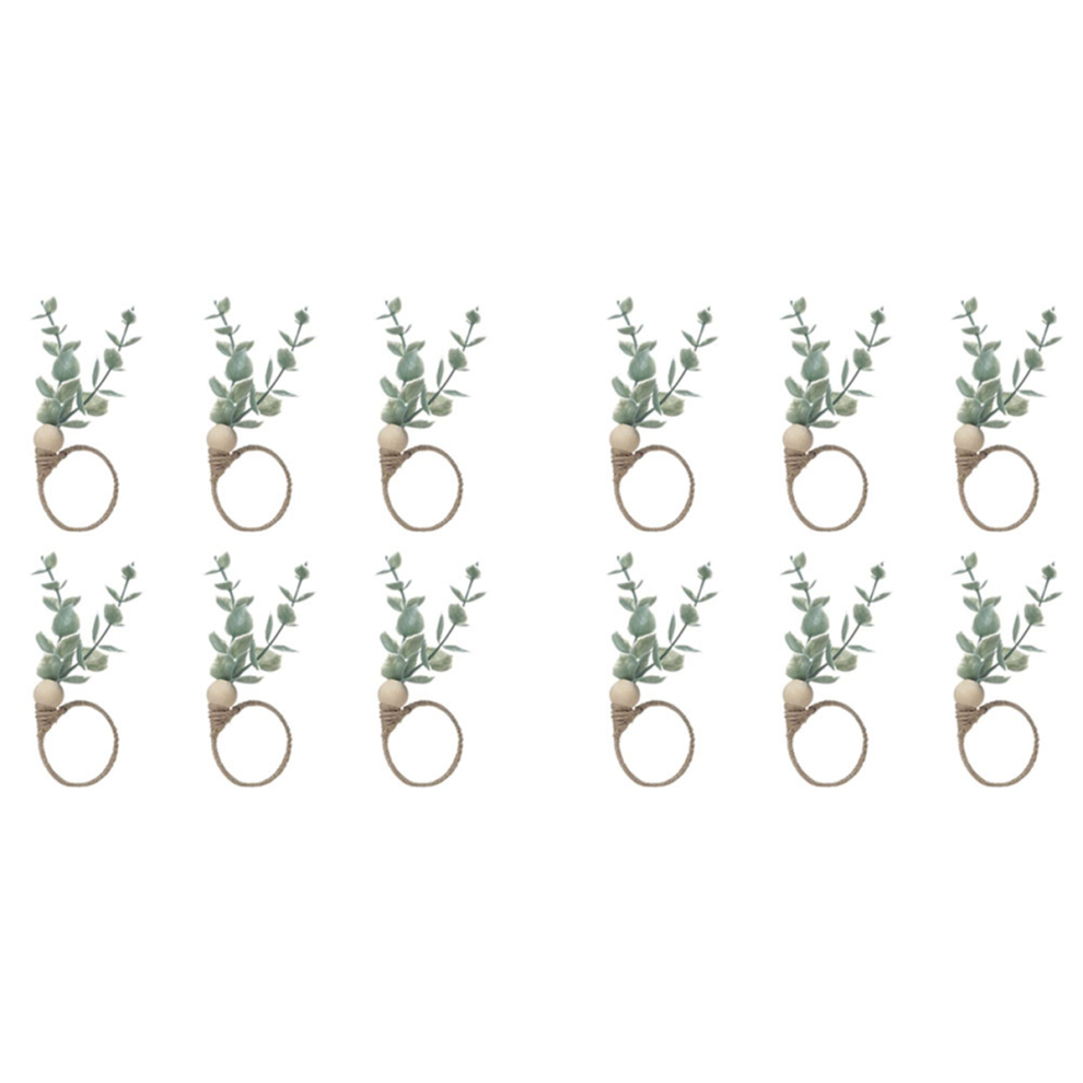 Napkin Rings Set Of 12 Rustic Eucalyptus Wooden Boho Leaf Wood Bead Farmhouse Ring Holder 4854095506208