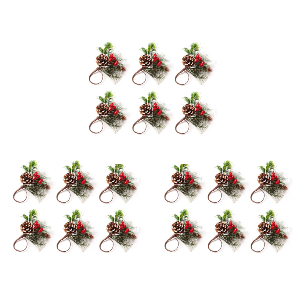 Napkin Rings Set Of 18 Pine Needle Berries Christmas Thanksgiving Holiday Rustic Farmhouse Holders 4854095503047