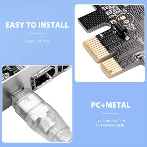 PCI Express X1 PCI-E FireWire 1394A IEEE1394 Controller Card 3 Port 2