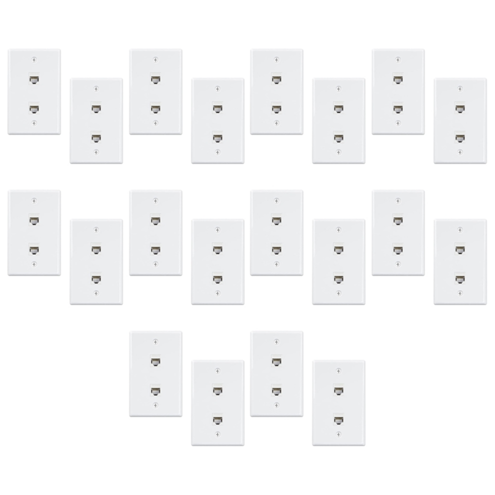 Photos - Other Electrical Equipment 20 Pack 2 Port Ethernet Wall Plate, Cat6 Female to Jack RJ45 Inline Coupler Outlet, White