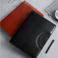 PU Leather Portfolio Folder with Zipper for Women/Men, Notepad Black