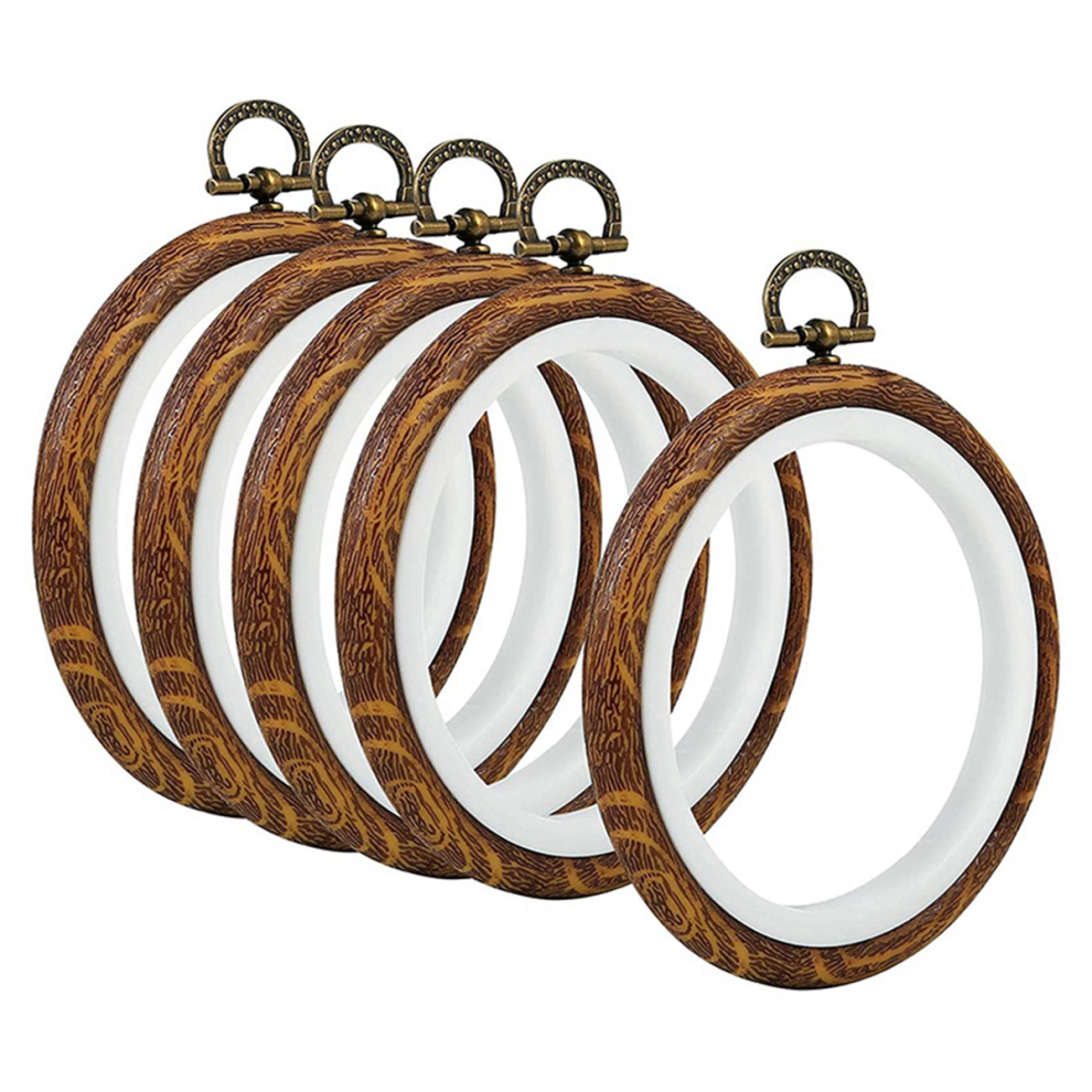 10Pcs Embroidery Hoops Imitated Wood Circle Round Display Frame For Art Craft Sewing And Hanging 4854095526015