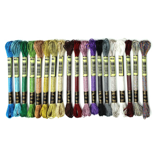 38Pcs Metallic Embroidery Skein Threads Multi-Color Floss Glitter Thread -
