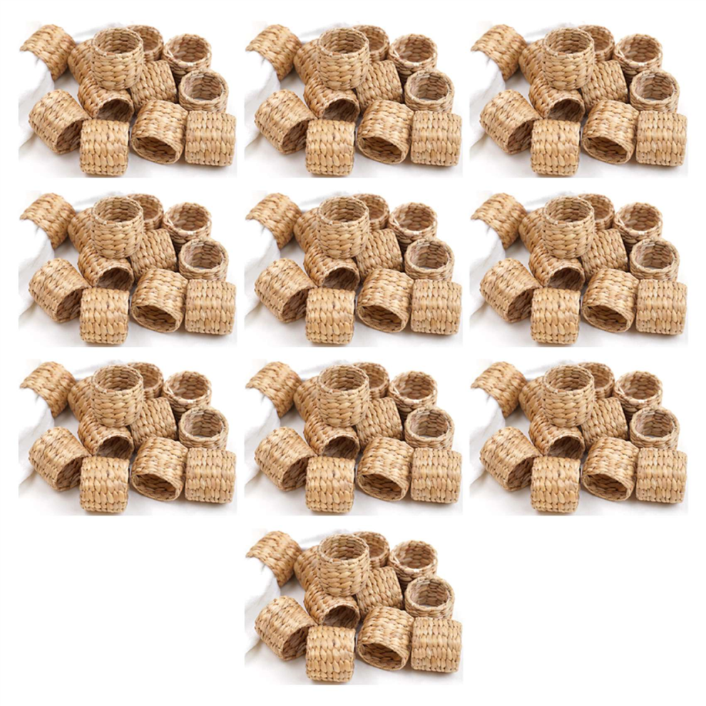 120Pcs Napkin Rings,Water Hyacinth Holder Rings - Rustic For Birthday Dinner Table Decoration 4854095530913