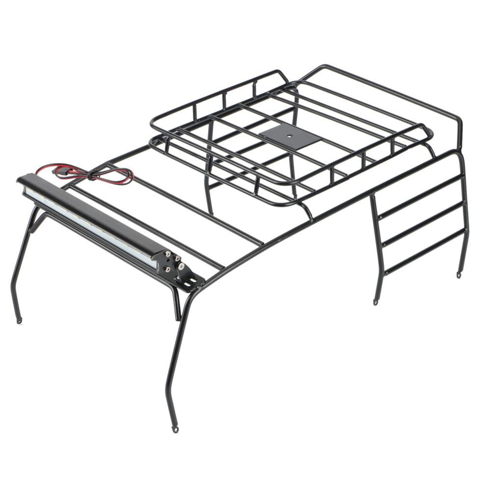 Metal Roof Rack Roll Cage Luggage Tray With Led Bar For Rc Car Light 4852447571492