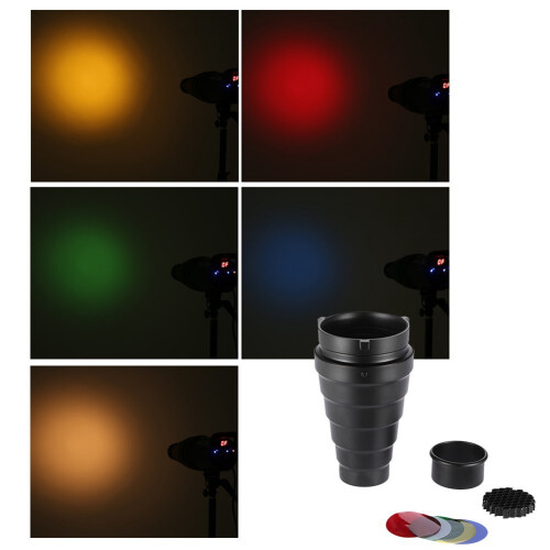 Conical Snoot with Honeycomb Grid 5Pcs Color Filter Kit 1