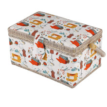 Fabric Sewing Basket with Removable Tray Household Storage Box