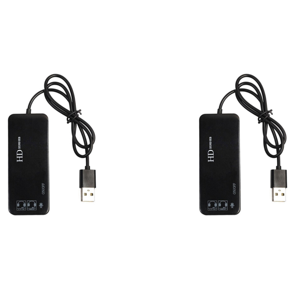Photos - Card Reader / USB Hub 2X 3 Port USB 2.0 Hub External 7.1Ch Sound Card Headset Microphone Adapter for Pc Black