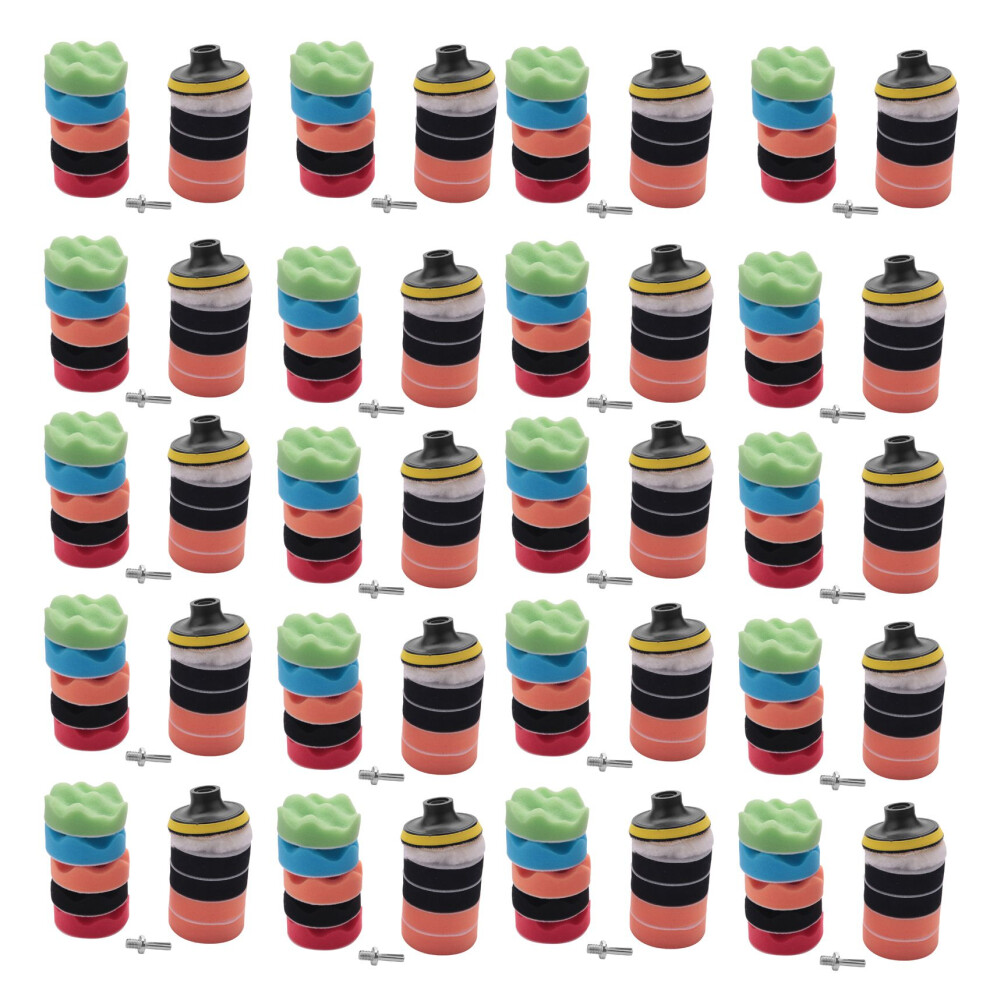 220Pcs 3 Inch Waves Buffer Polishing Pad Set For Car Polisher Black 4852447576602