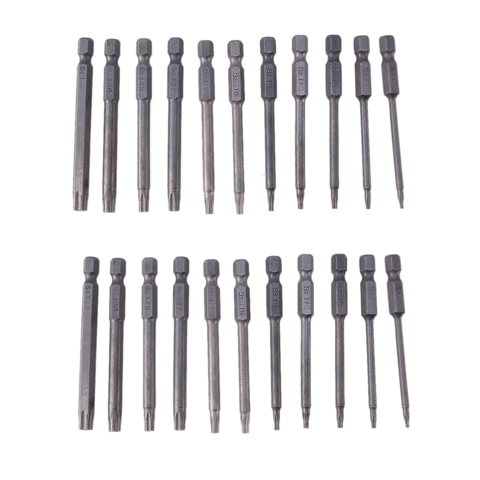 22Pcs 75Mm Magnetic S2 Steel Screwdriver Bits Hex Torx T6/T7/T8/T9/T10/T15/T20/T25/T27/T30/T40 4852447574769