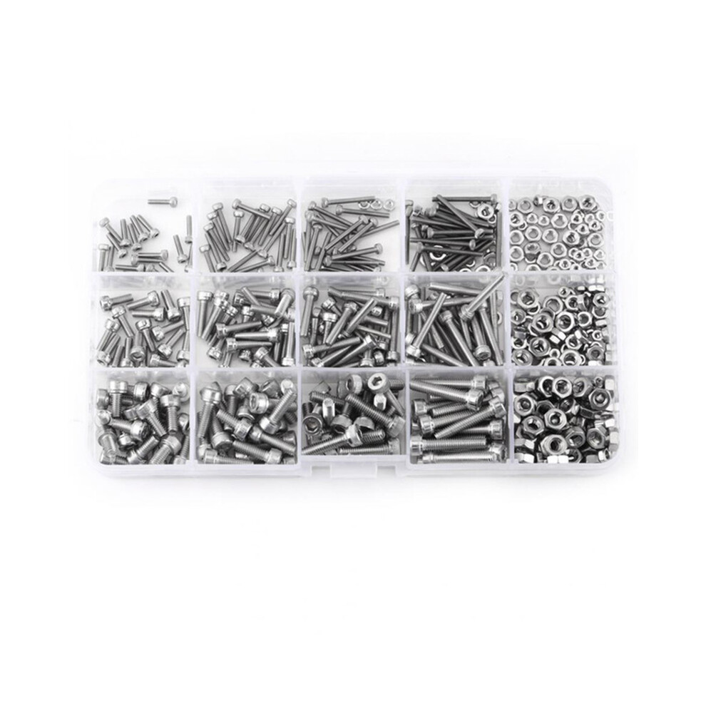 Melitt 480Pcs M2 M3 Hex Socket Screws Set Nuts Repair Tool