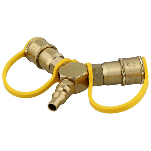 1/4in Tee Y Propane Splitter - 2 Quick Connect Ends 1
