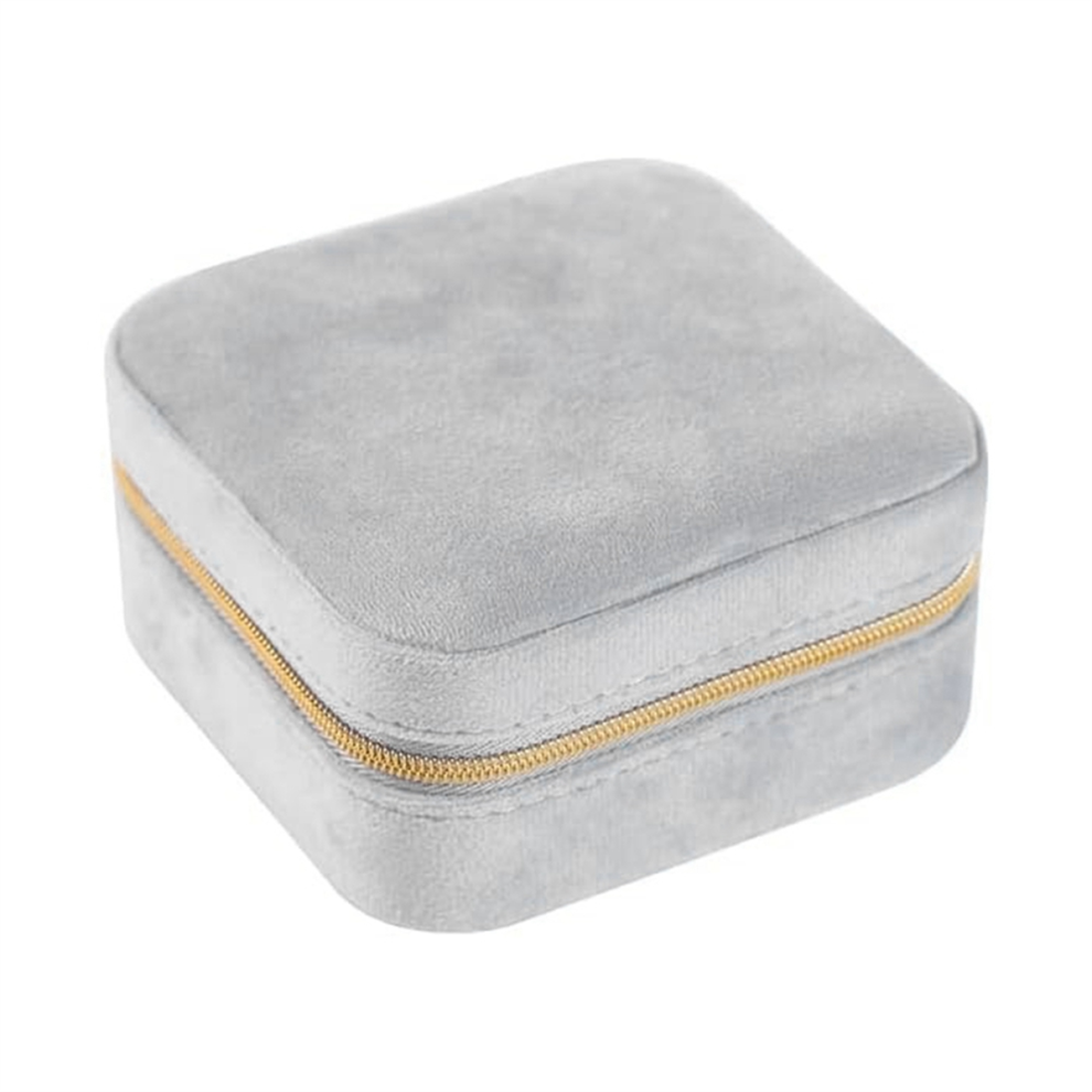 Plush Velvet Travel Jewelry Storage Box Grey-image-OPC-PJW5687-NEW