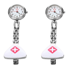 2X Clip Nurse Doctor Pendant Pocket Quartz Watch Triangle Nurse's Table