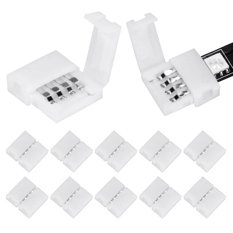 100Packs 4-Pin Rgb Led Light Strip Connectors 10Mm Gapless Solderless Adapter Terminal Extension 4852447503455