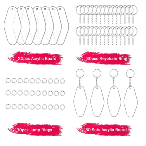 Including 30 Acrylic Sheets, Keychain Rings, and Jump Rings 1
