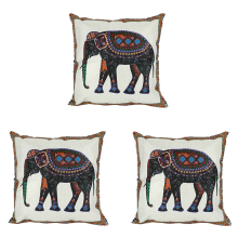 3X Indian Knitted Elephant Cotton Linen Throw Pillow Case Cushion Cover Decor