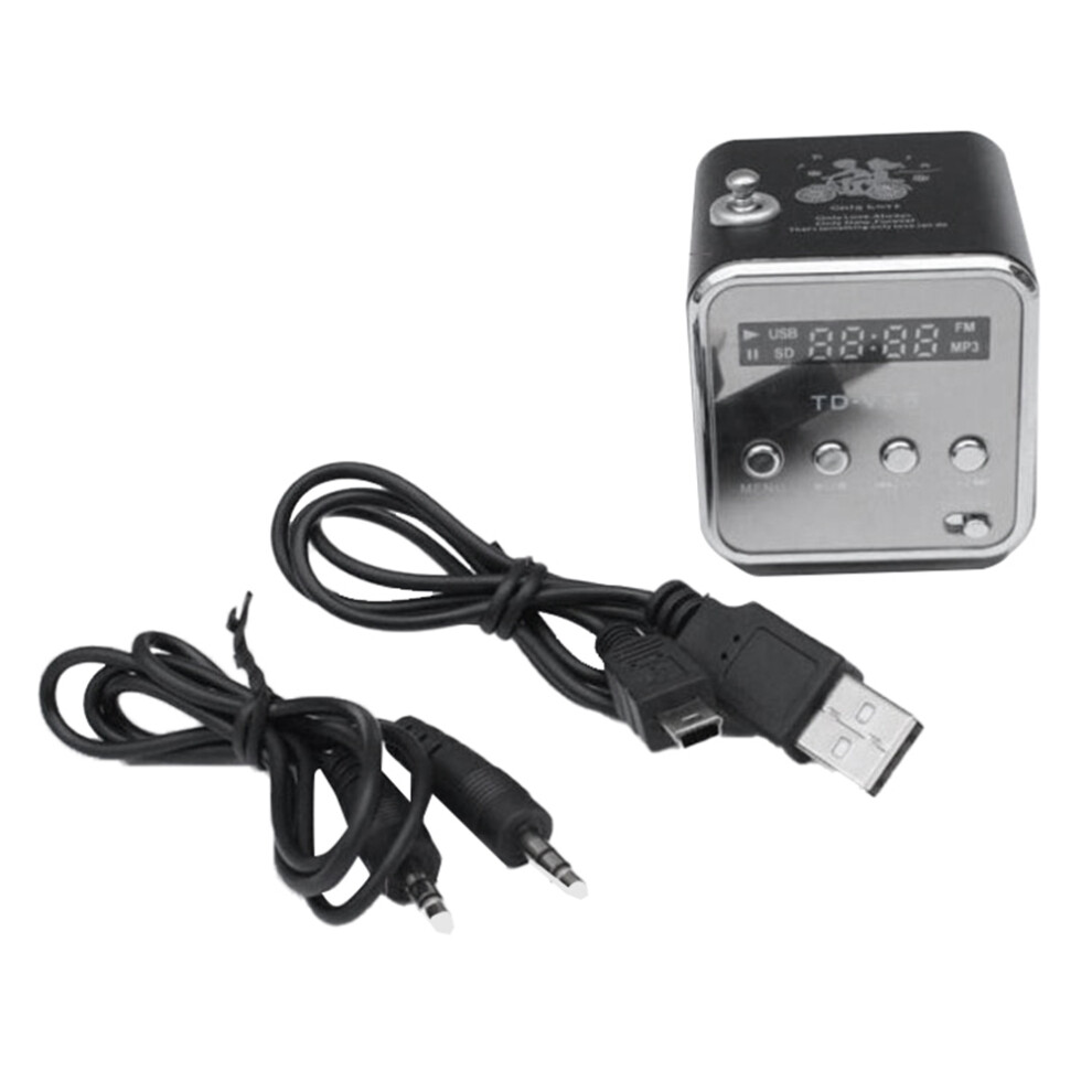 Td-V26 Digital Portable Mini Fm Radio Receiver Led Loudspeaker Wireless Speaker Mp3 Support Sd/Tf Card Black 4852097225547