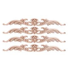 4 apliques y revestimientos de madera, sin pintar, decorativos, tallados, para cama, puerta, armario, etc.