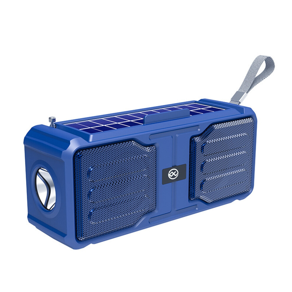 Solar Powered Tooth Speaker Wireless Stereo With Flashlight Outdoor Subwoofer Tf/Fm Radio Blue 4852867442631