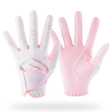Children's Golf Gloves White Junior Leather and Elastic Fabric Breathable Pink Left and Right Handed Golf Accessories Size L