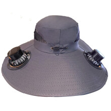 Per campeggio all'aperto, pesca, escursionismo, protezione solare, cappello da pescatore, ventilatore solare, portatile, ricarica con due