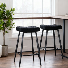 (Black(Velvet), 2PCS) 2/4PCS Round Velvet Bar Pub Stools Chairs Seats
