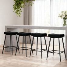 (Black(Velvet), 4PCS) 2/4PCS Round Velvet Bar Pub Stools Chairs Seats