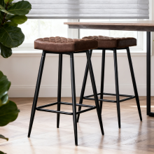 (Brown(PU), 2PCS) 2/4PCS Round Velvet Bar Pub Stools Chairs Seats