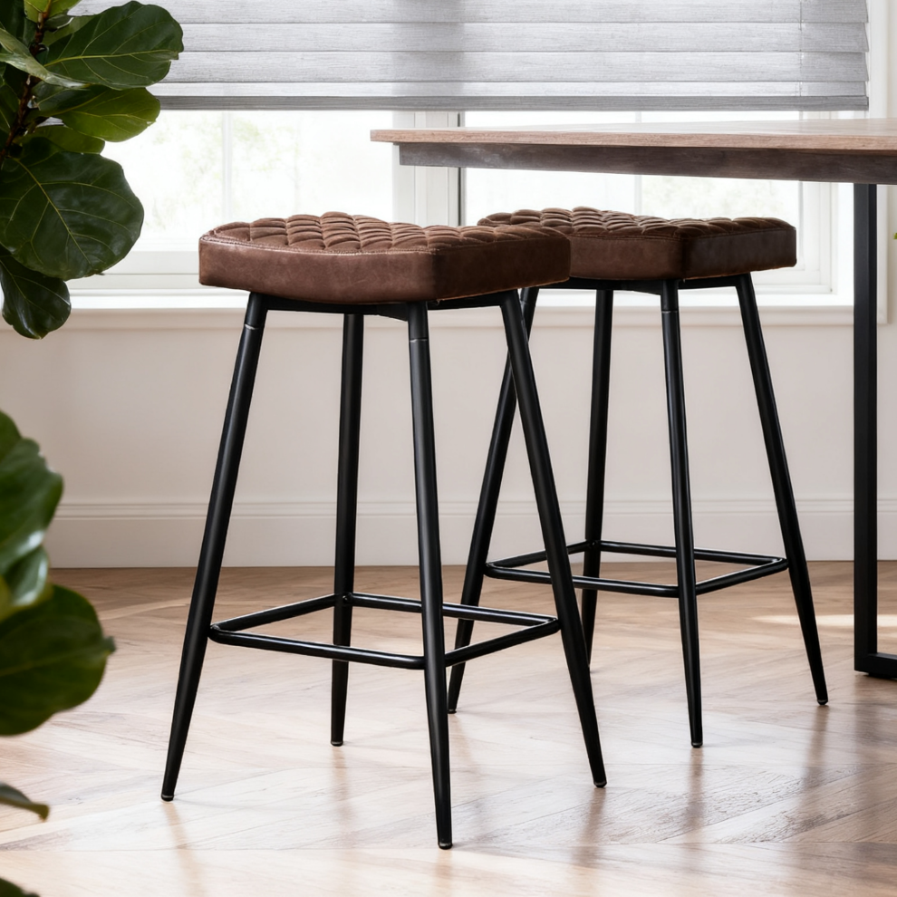 Photos - Other Furniture , 2PCS) 2/4PCS Round Velvet Bar Pub Stools Chairs Seats(Brown(PU)