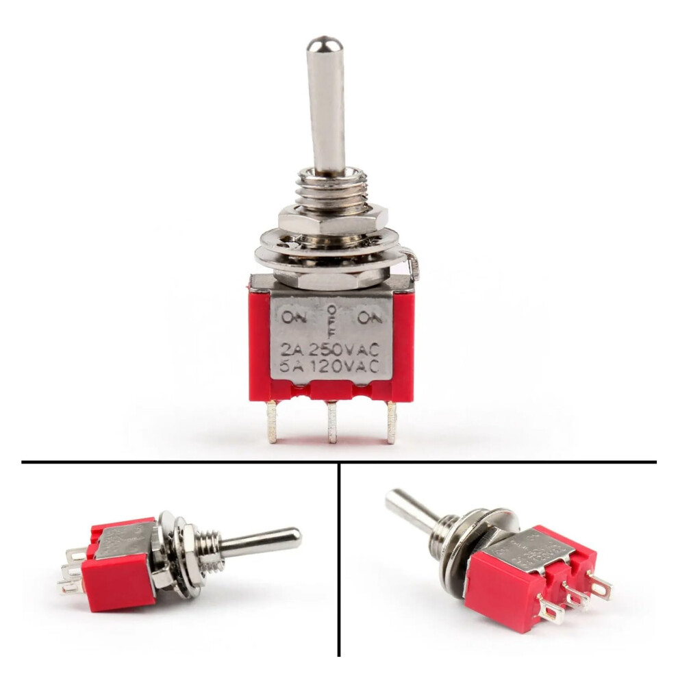 Mts-103 Red 3Pin 3File 6Mm Rocker Switch 2A 250V 5A 120V Toggle Switch For Clock And Electrical Applications 6038364404442