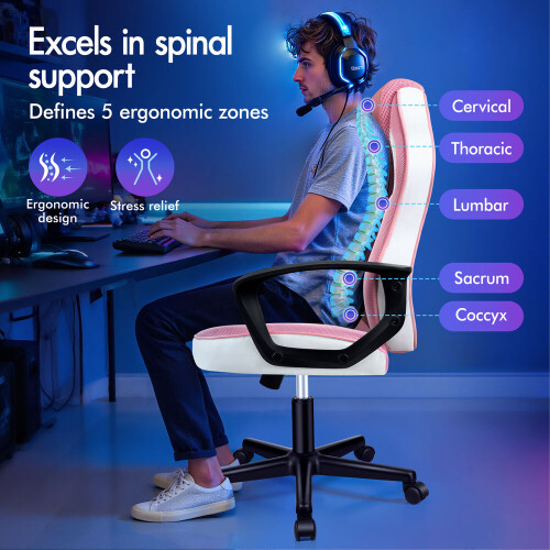 ELFORDSON Gaming Chair Racing Office Executive Computer Work Pink 2