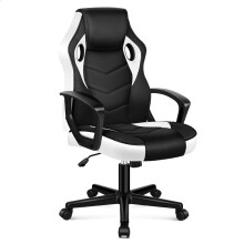 ELFORDSON Gaming Chair Racing Office Executive Computer Work White