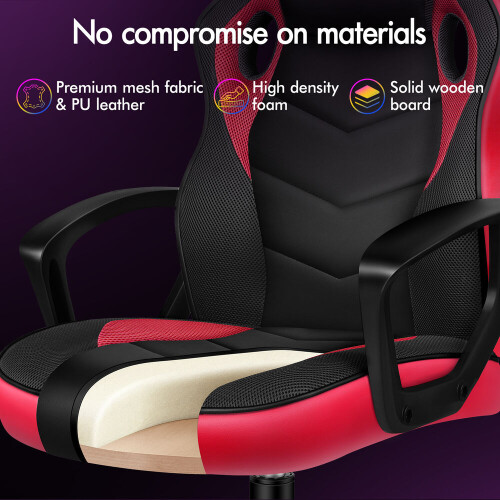 ELFORDSON ELFORDSON Gaming Chair Racing Office Executive Computer Work Red 2